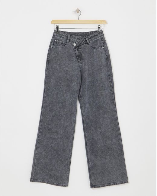 Simply Be Blue Crossover Straight Leg Jeans