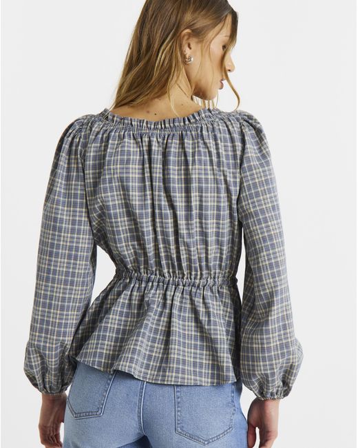 Simply Be Gray Cinch Square Neck Blouse