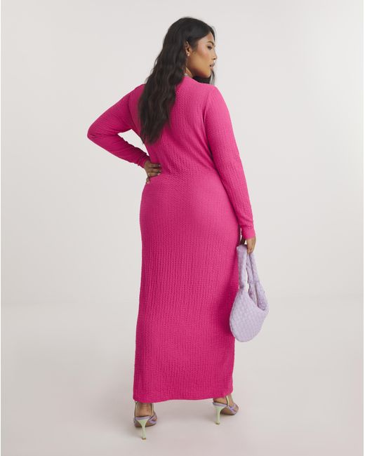 Simply Be Pink Textured Jersey Midaxi Dress