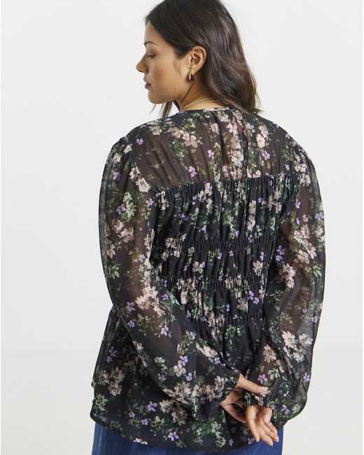 Simply Be Multicolor Georgette Shirred Blouse
