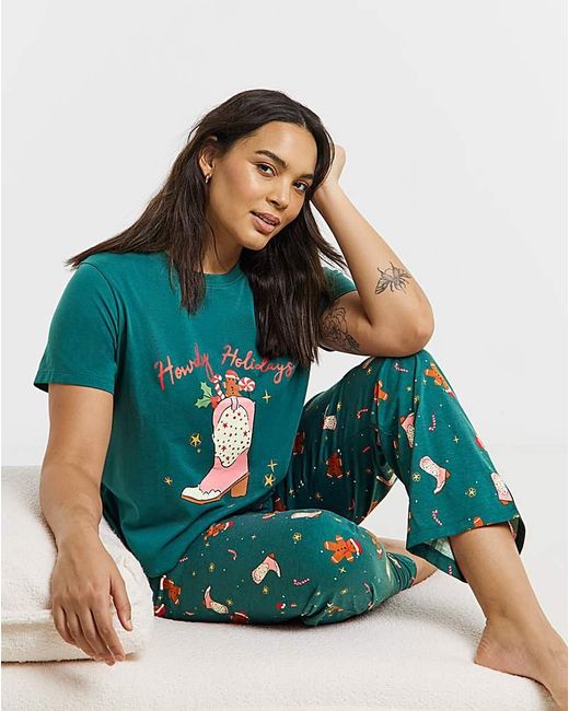 Simply Be Blue Cowgirl Christmas Value Pj Set