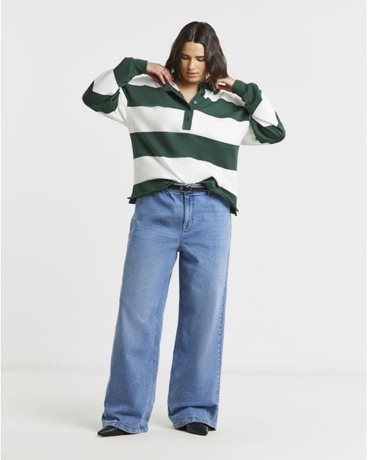 Simply Be Blue Light Wash 99/1 Slouchy Wide Leg Jeans
