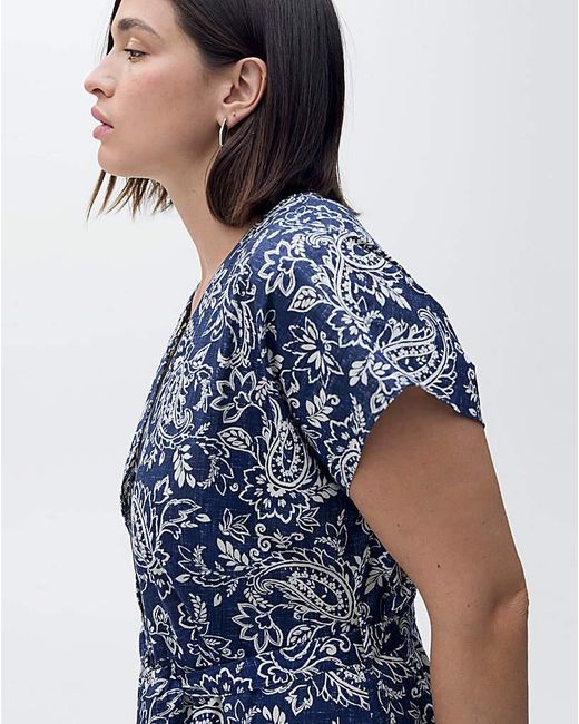 Mango Blue Paisley Print Midi Dress