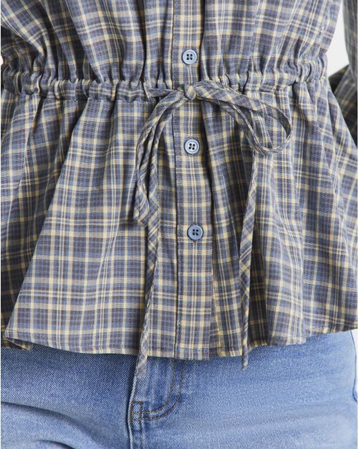 Simply Be Gray Cinch Square Neck Blouse