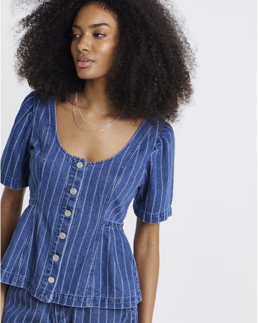 Simply Be Blue Denim Peplum Top