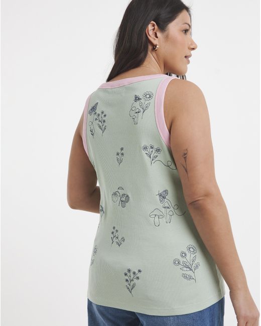Simply Be Green English Garden Embroidered Tank