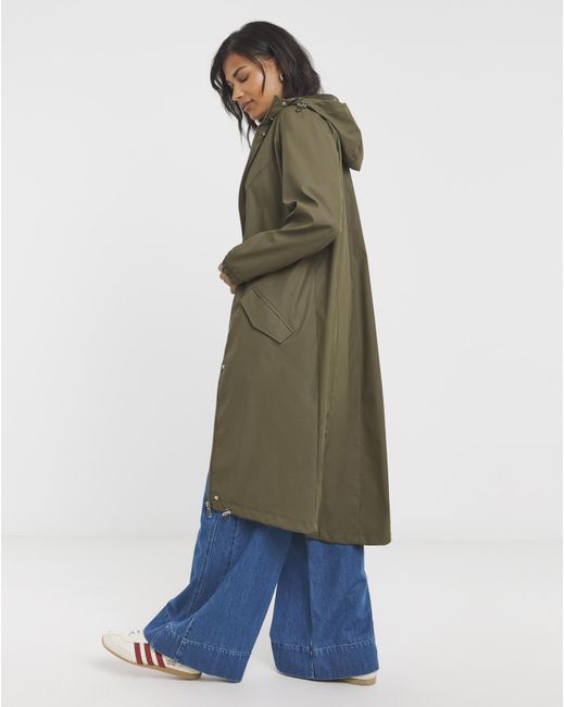 Simply Be Green Sbe Longline Rubberised Coat
