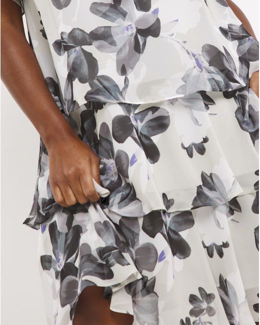 Joanna Hope White Floral Printed Tiered Dress