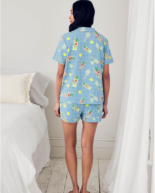 Chelsea Peers Blue Button Up Short Set