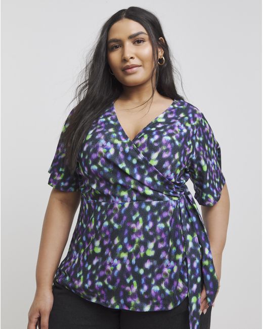 Simply Be Blue Angel Sleeve Wrap Top