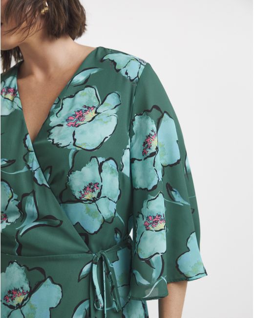 Joanna Hope Green Printed Wrap Dress