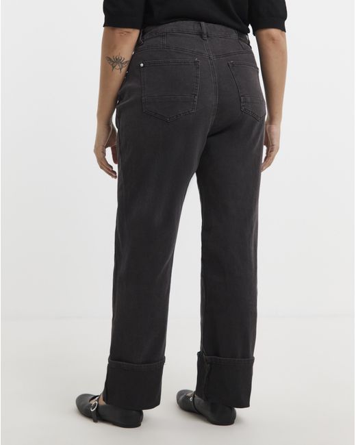 Simply Be Black Turn Up Hem Straight Leg Jeans