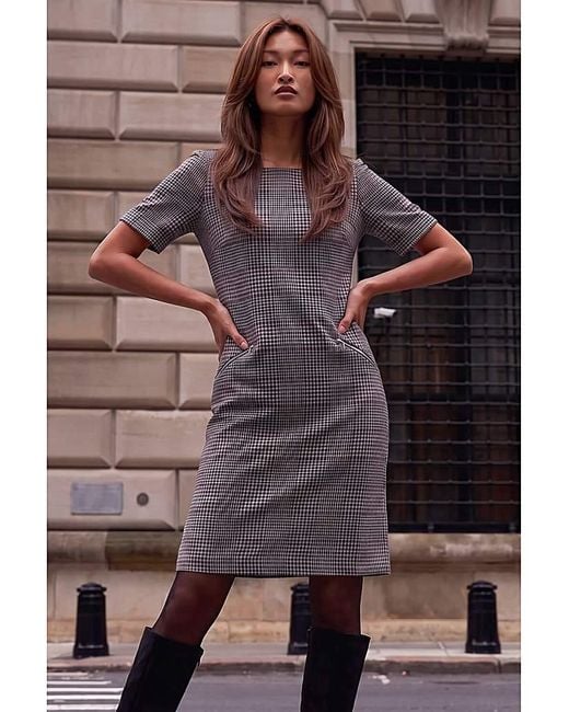 Roman White Roman Houndstooth Check Shift Dress