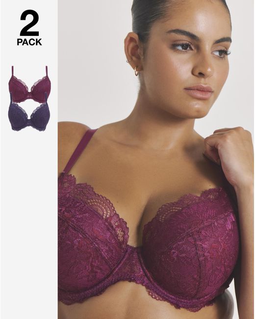 Pretty Secrets Purple 2 Pack Ella Plunge Wired Bras