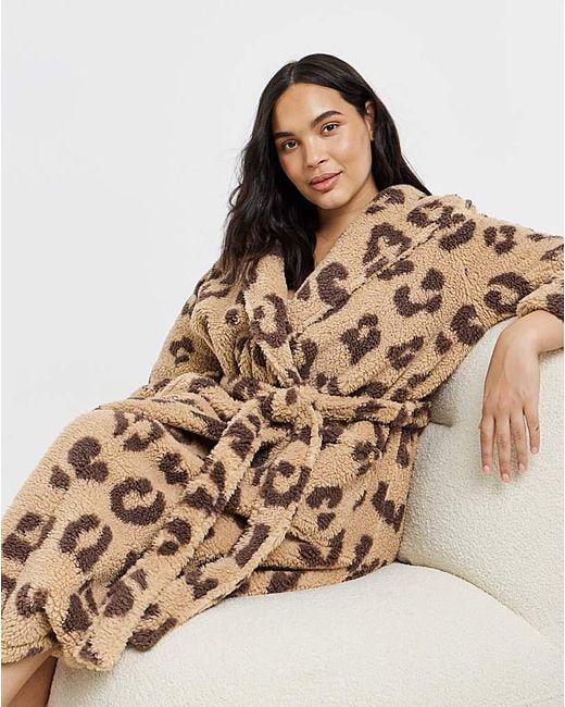 Pretty Secrets Natural Leopard Teddy Dressing Gown