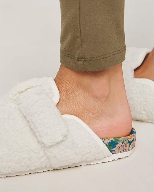 JD Williams Natural Borg Closed Toe Slipper Wide