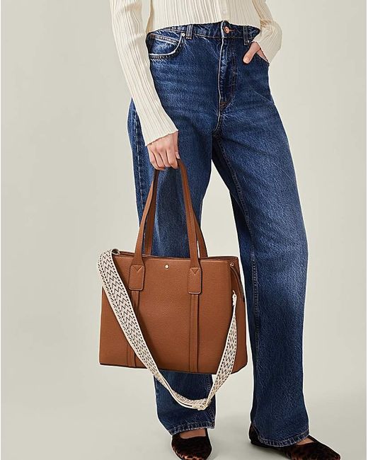 Accessorize Brown Webbing Strap Tote Bag