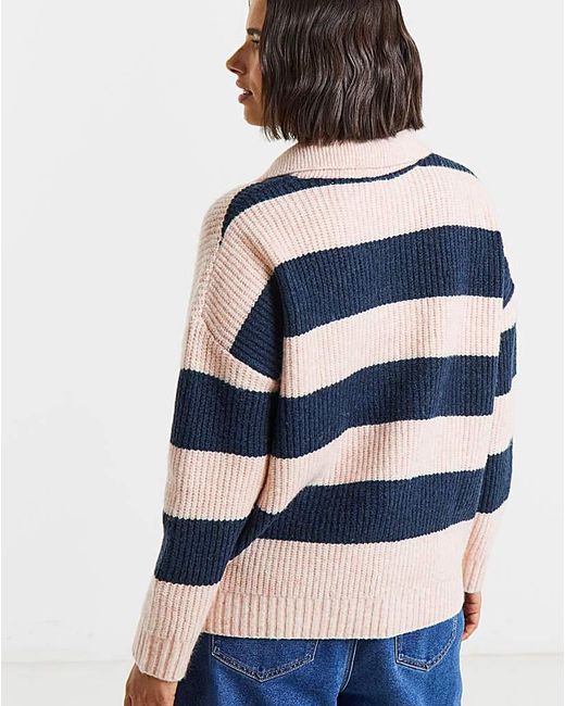 Simply Be Blue Collared Rib Jumper