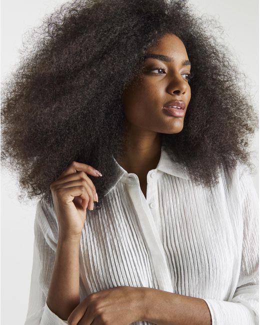 Simply Be White Pintuck Tuxedo Shirt