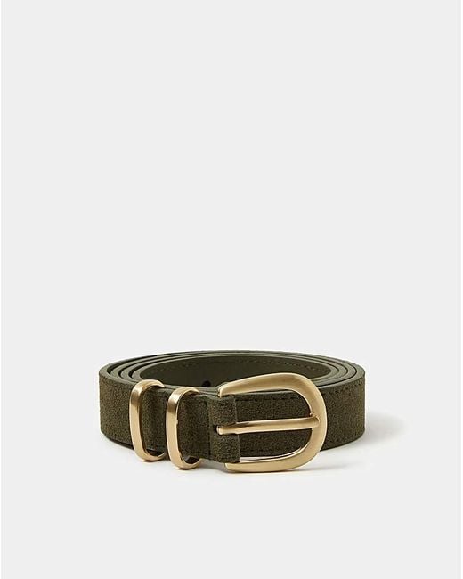 Accessorize Green Buckle Suede Belt