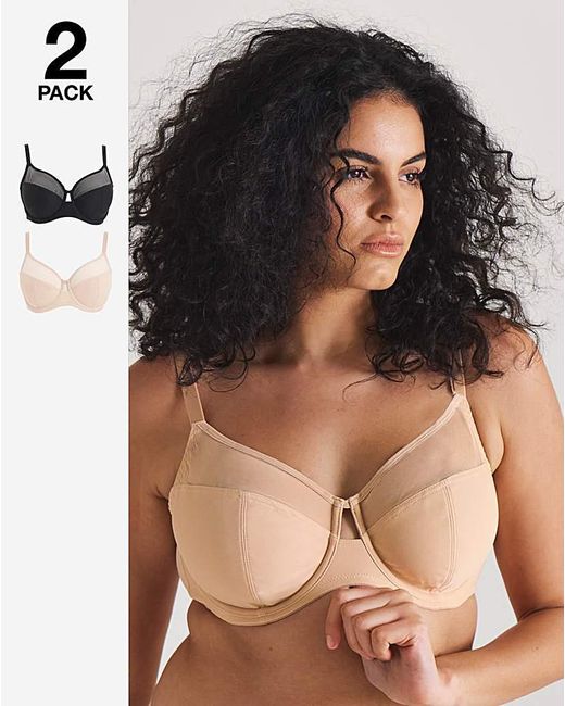 Pretty Secrets White 2 Pack Mesh Minimiser Wired Bras