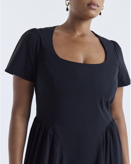 Simply Be Blue Bengaline Waist Detail Midi Dress