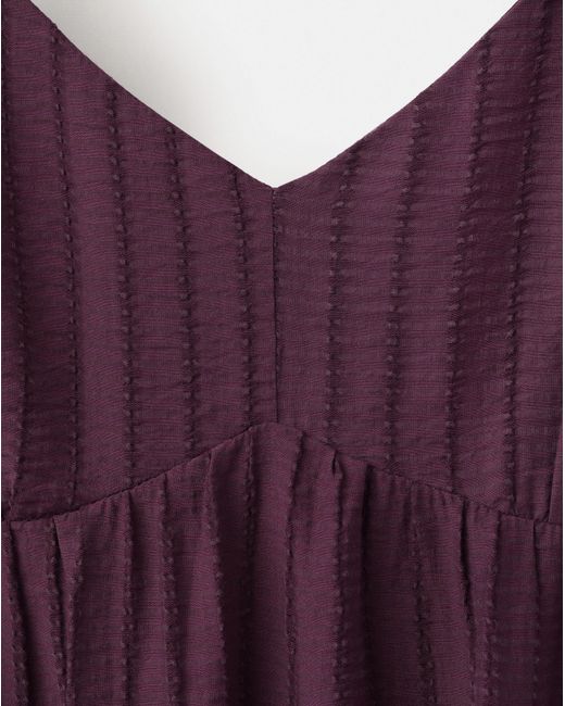 Mango Purple Textured Dress With Gathered Detai