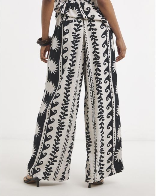 Simply Be Black Mono Printed Palazzo Trouser