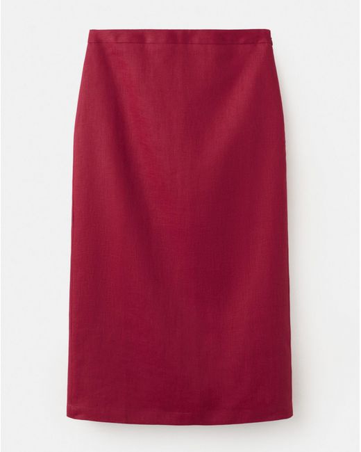 Mango Red Linen Midi Skirt