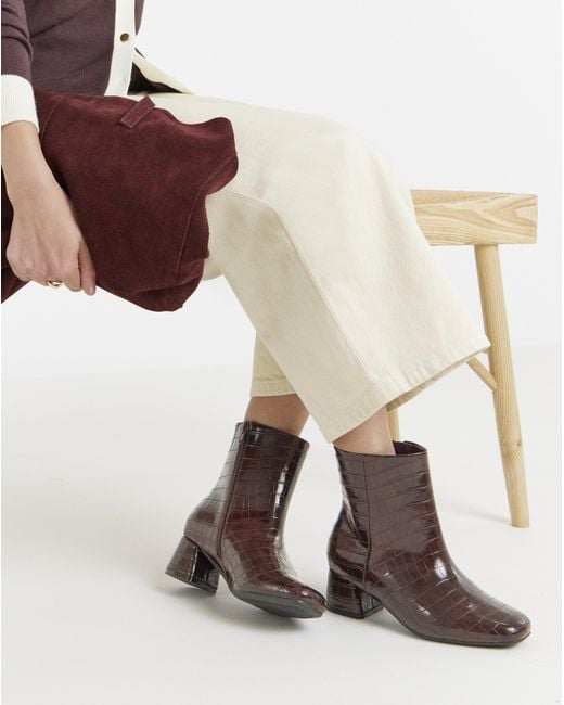 JD Williams Red Block Heel Ankle Boots Eee Fit