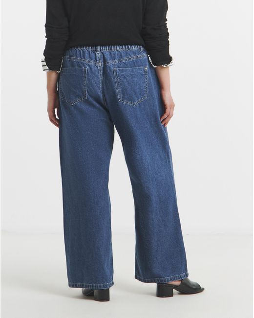 Simply Be Blue Sbe Pleat Detail Wide Leg Jeans