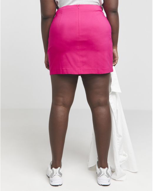 Simply Be Pink Super Stretch Split Mini Skirt