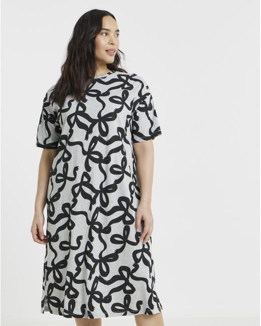 Pretty Secrets Black Value Bow Print Nightie