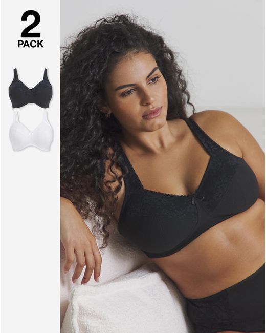 Pretty Secrets Black 2 Pack New Sarah Full Cup Non Wired Bras