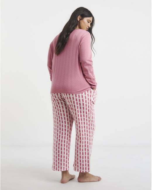 Pretty Secrets Pink Pointelle Henley Top Heart Pyjama Set