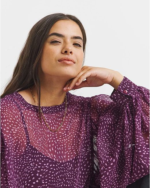 Simply Be Purple Exaggerated Sleeve Blouse