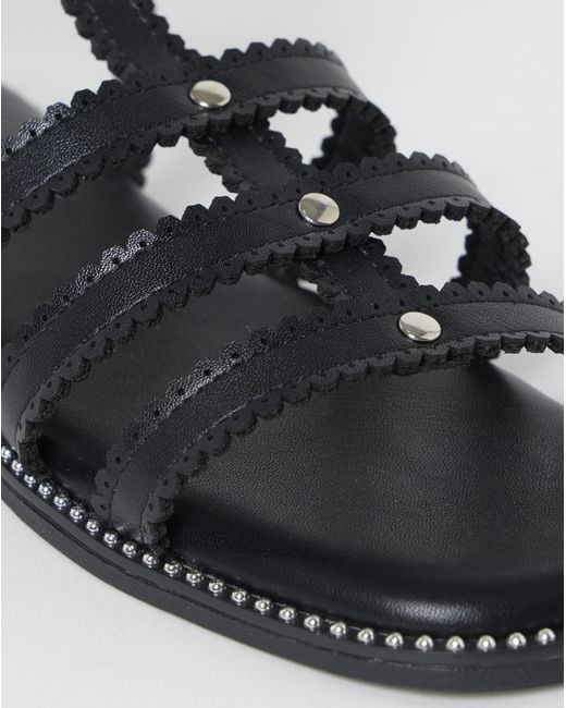Simply Be Black Scallop Gladiator Sandals Wide