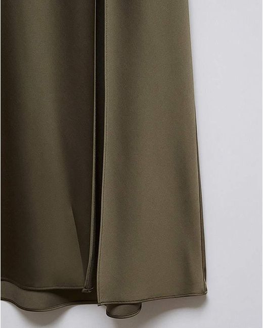 Mango Green Split Satin Maxi Skirt