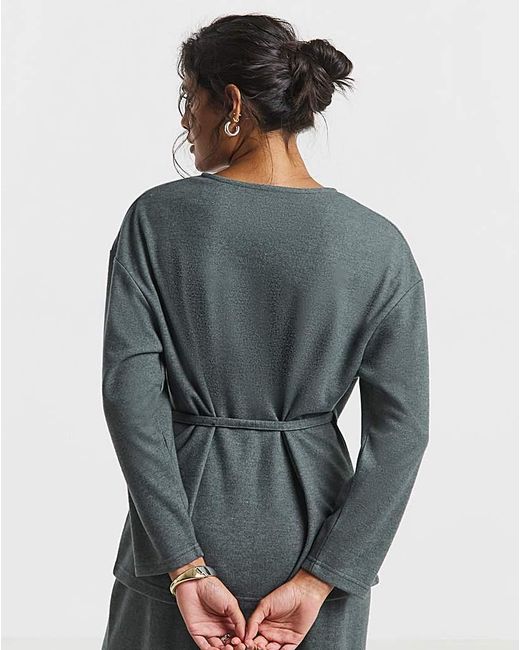 Simply Be Gray Ribbed Wrap Top