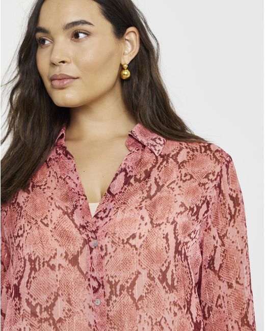Simply Be Red Crinkle Georgette Blouse