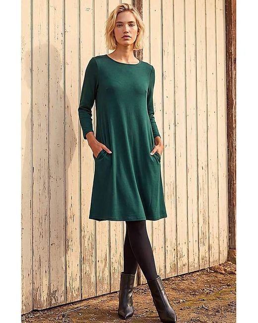 Roman Blue Roman A-Line Pocket Stretch Swing Dress