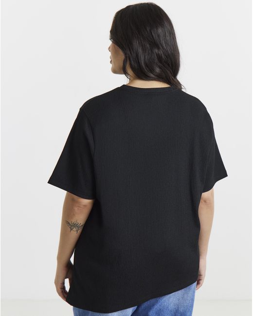 Simply Be Black Crew Text Ayshem Top