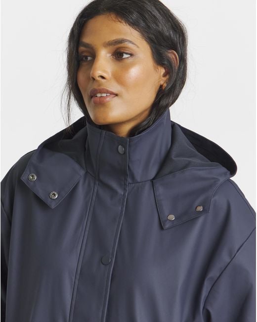 Simply Be Blue Longline Rubberised Raincoat