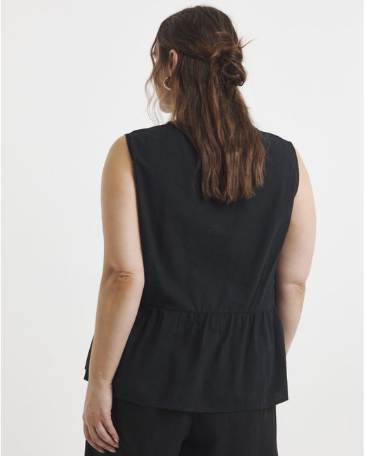 Simply Be Black Tie Front Cami With Scallop Edge