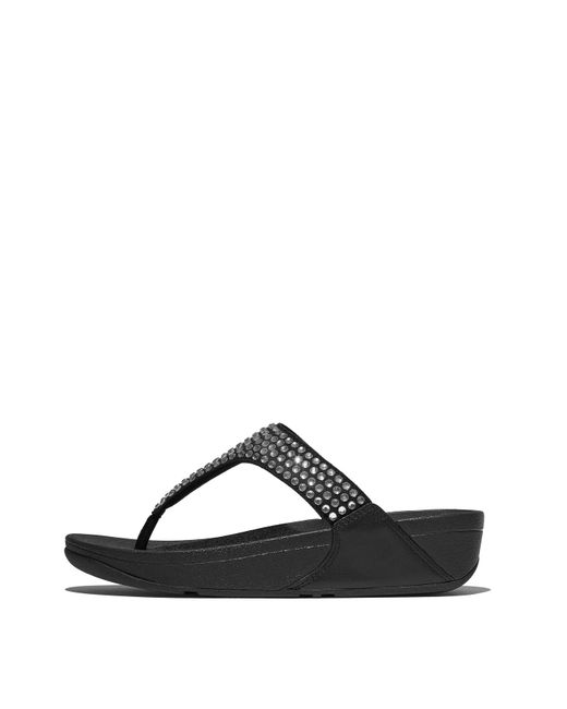Fitflop Black Fit Flop Lulu Crystal Toe-Post Sandals
