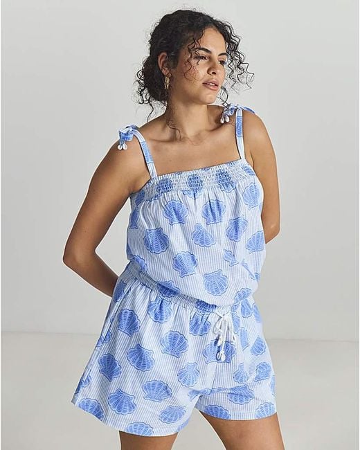 MAGISCULPT Blue Shell Print Playsuit