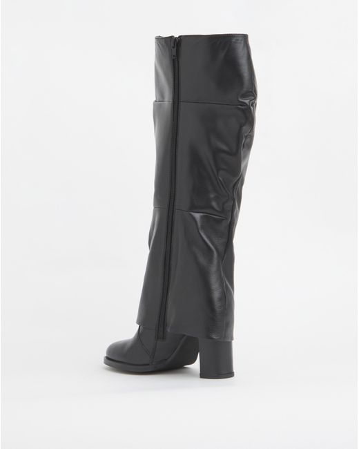 Simply Be Gray Gaiter Ruched Boot Platform Heel Wide C