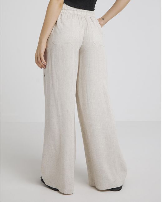Simply Be White Linen Wide Leg Trousers