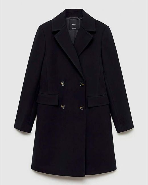 Mango Blue Double Breasted Wool Coat