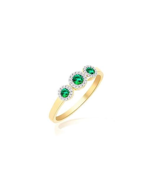iJewel Blue 9Ct Lab Diamond Emerald Ring